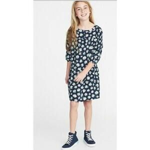 Old Navy Blue Floral Swing Dress NEW NWT Size Large 10 12 Daisy Print